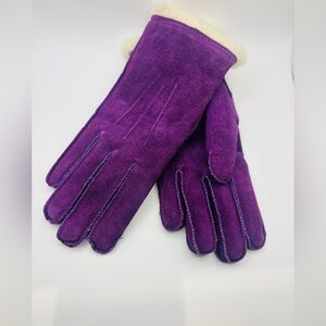 Vintage Purple Suede Shearling Gloves | New Old Stock | Fits Small | 1980s–1990s